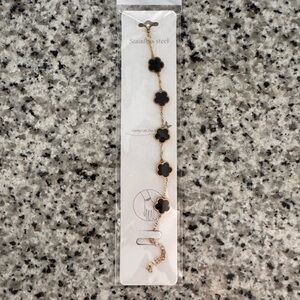 Gold and Black Clover Bracelet